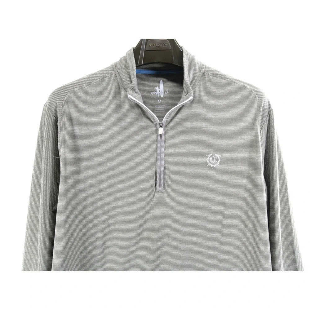 Johnnie O Sully Pullover Jacket 1/4 Zip Light Grey Stripes Performance Golf